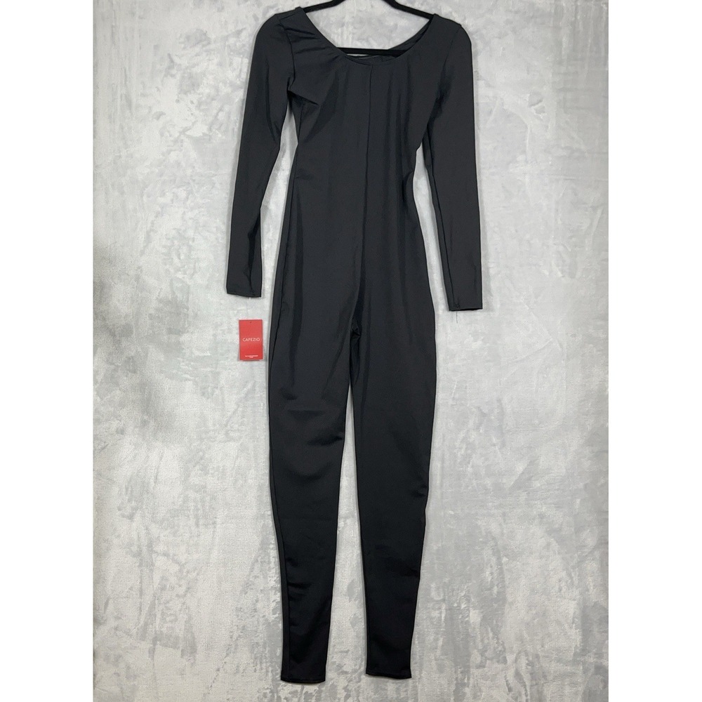 NWT Capezio Long Sleeve Unitard XL Black Full Length Dance TB114 - Picture 7 of 11